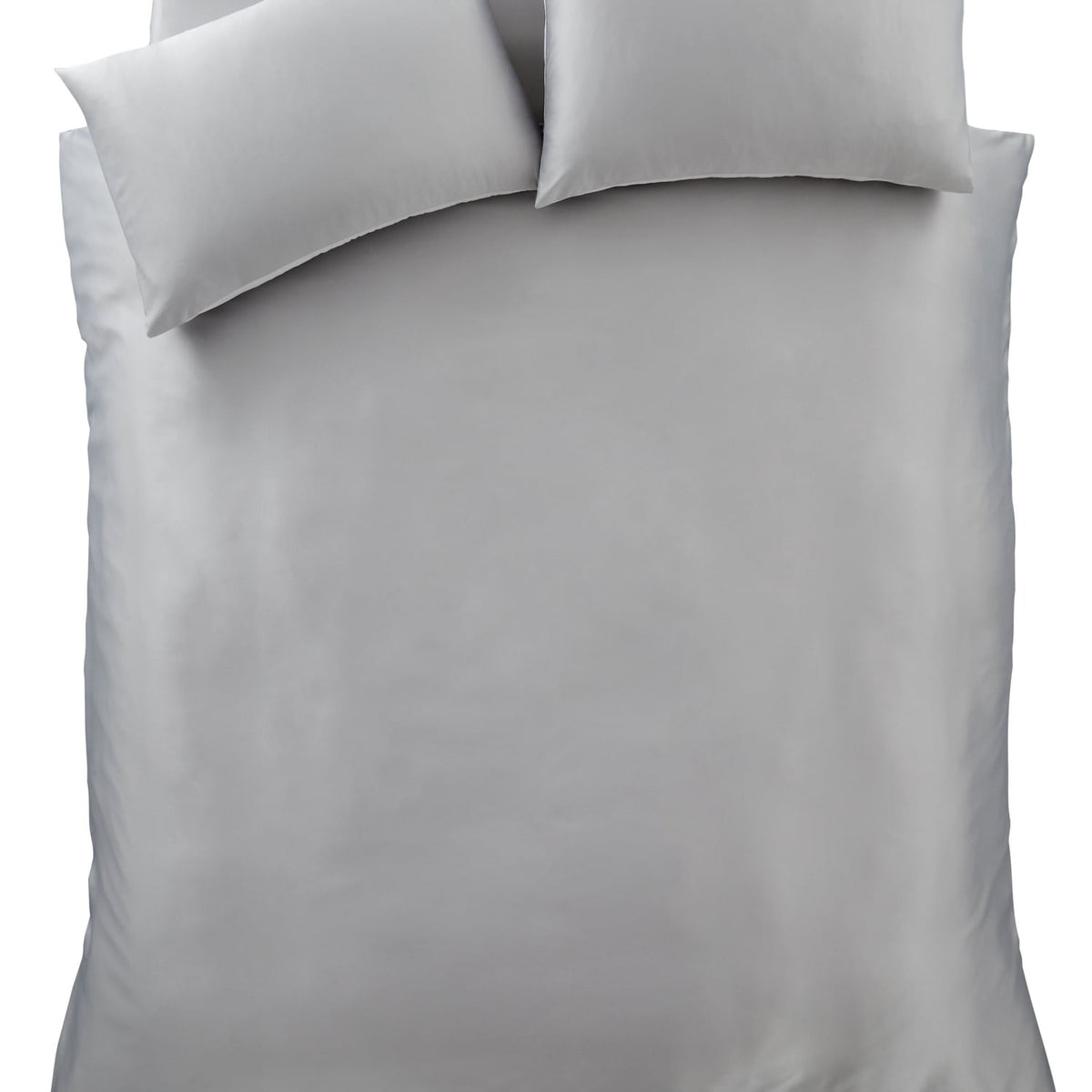 Catherine Lansfield Silky Soft Satin Silver Duvet Cover Bedding Set - Silky Soft Satin Duvet Set Silver