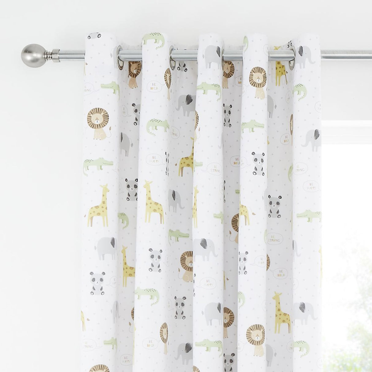 Catherine Lansfield Roarsome Animals Kids Blackout Eyelet Curtains Polycotton
