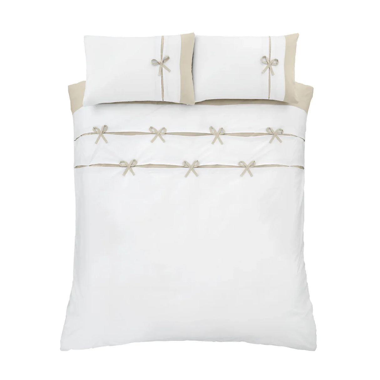 Catherine Lansfield Milo Bow Natural Duvet Cover Set - Natural image 5