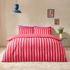 Sassy B Stripe Tease Red Duvet Cover Bedding Set