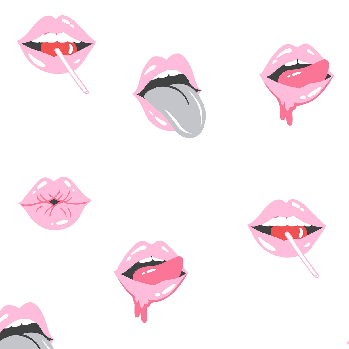 Sassy B Lip Service Pink Lips Pattern Wallpaper - Lip Service Wallpaper