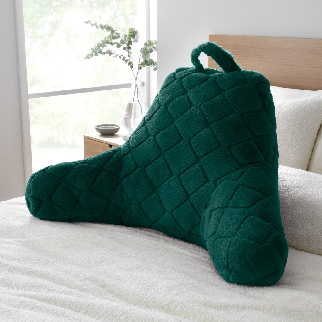 Catherine Lansfield Cosy Diamond Bottle Green Filled Cushion 43cm x 43cm