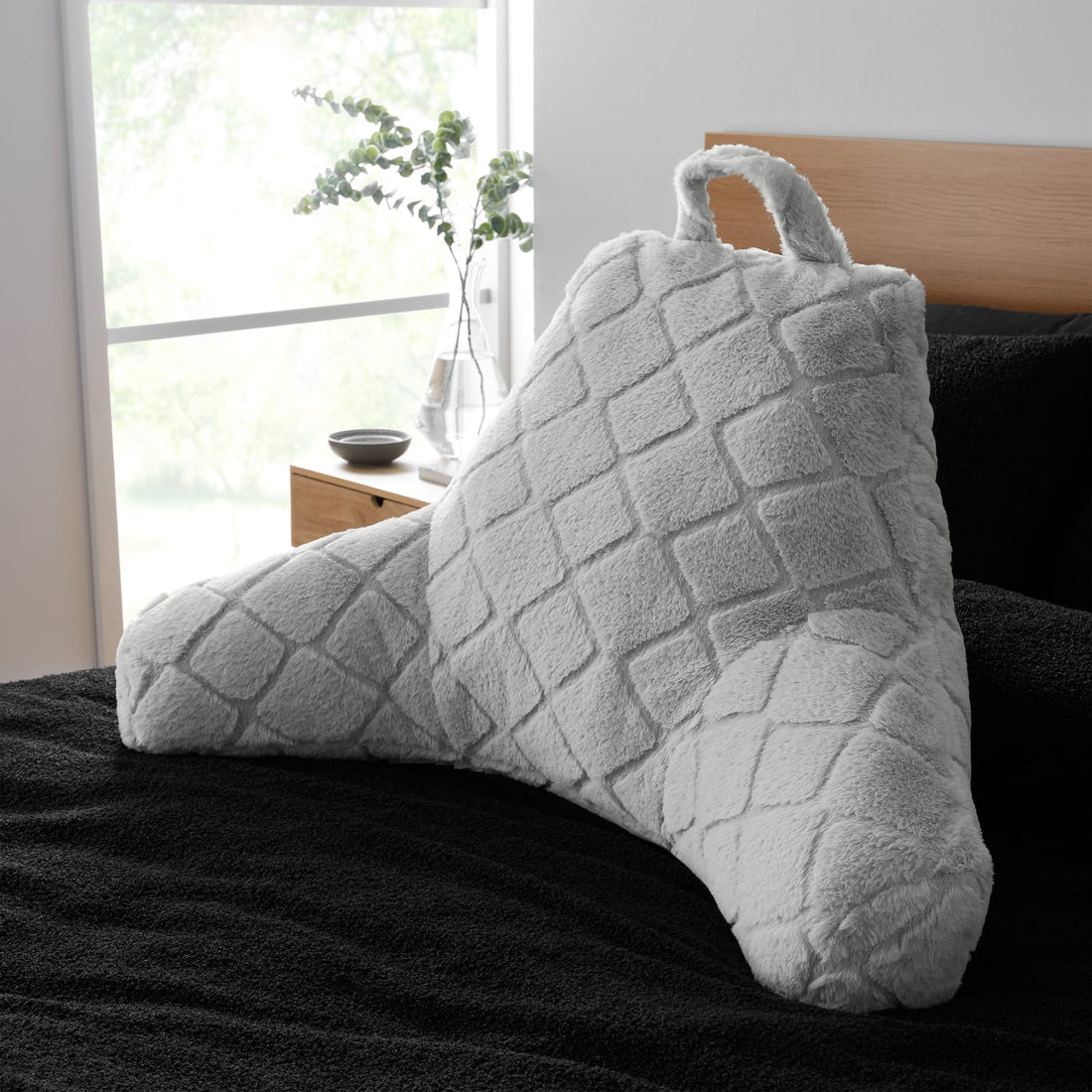 Catherine Lansfield Cosy Diamond Silver Filled Cushion 43cm x 43cm