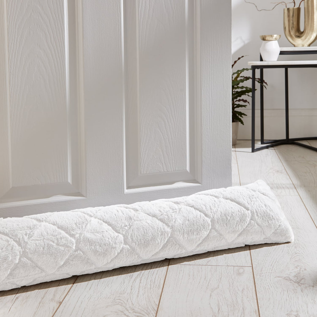 Catherine Lansfield Cosy Diamond Draught Excluder - Cosy Diamond Draught Excluder White