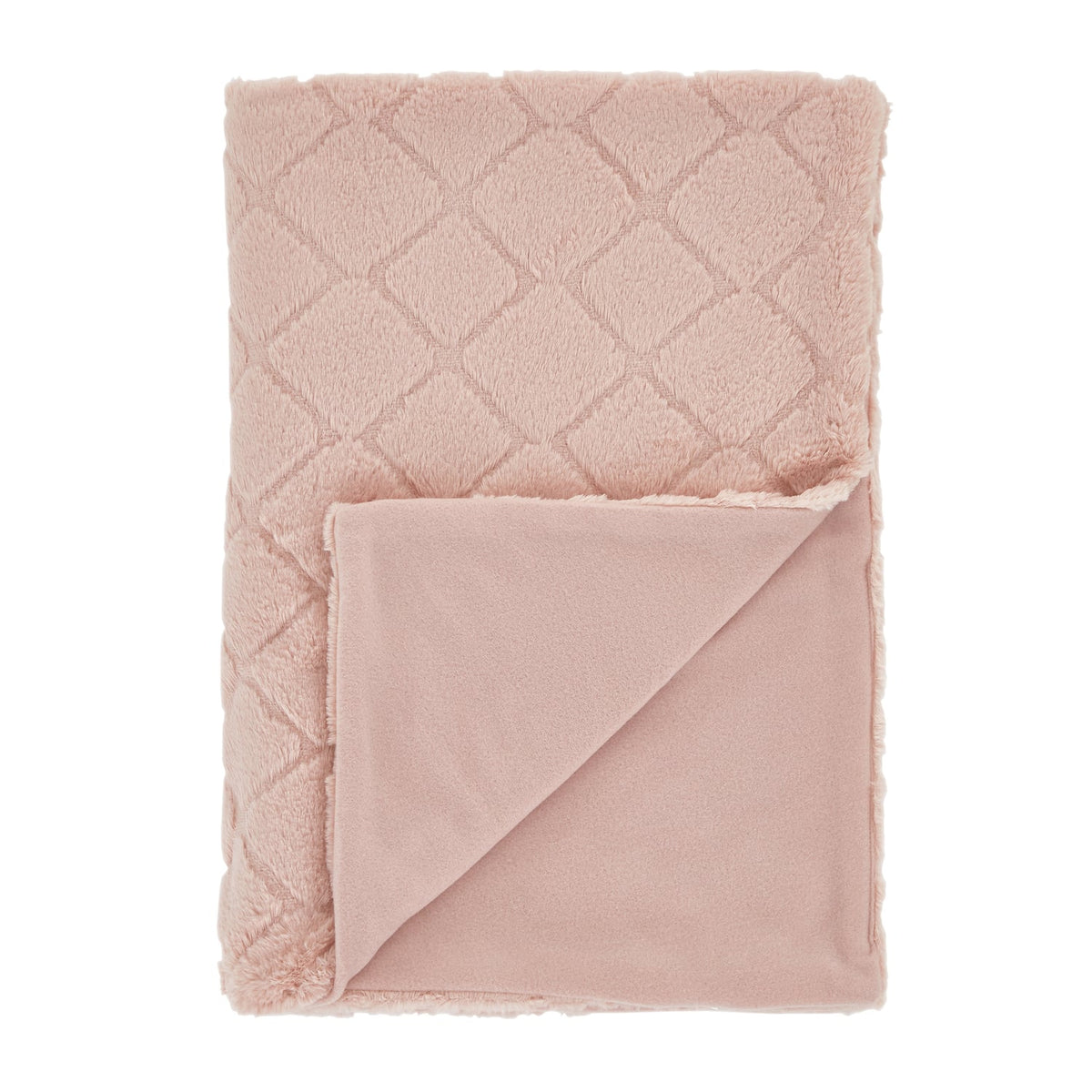 Catherine Lansfield Cosy Diamond Throw – Blush – 130cm x 170cm - Cosy Diamond Throw Blush