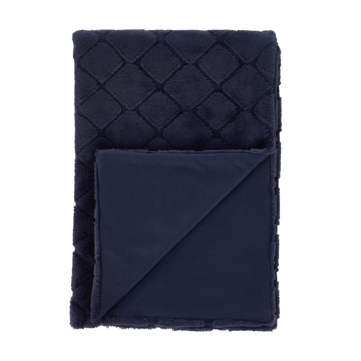 Catherine Lansfield Cosy Diamond Throw – Navy – 130cm x 170cm - Cosy Diamond Throw Navy