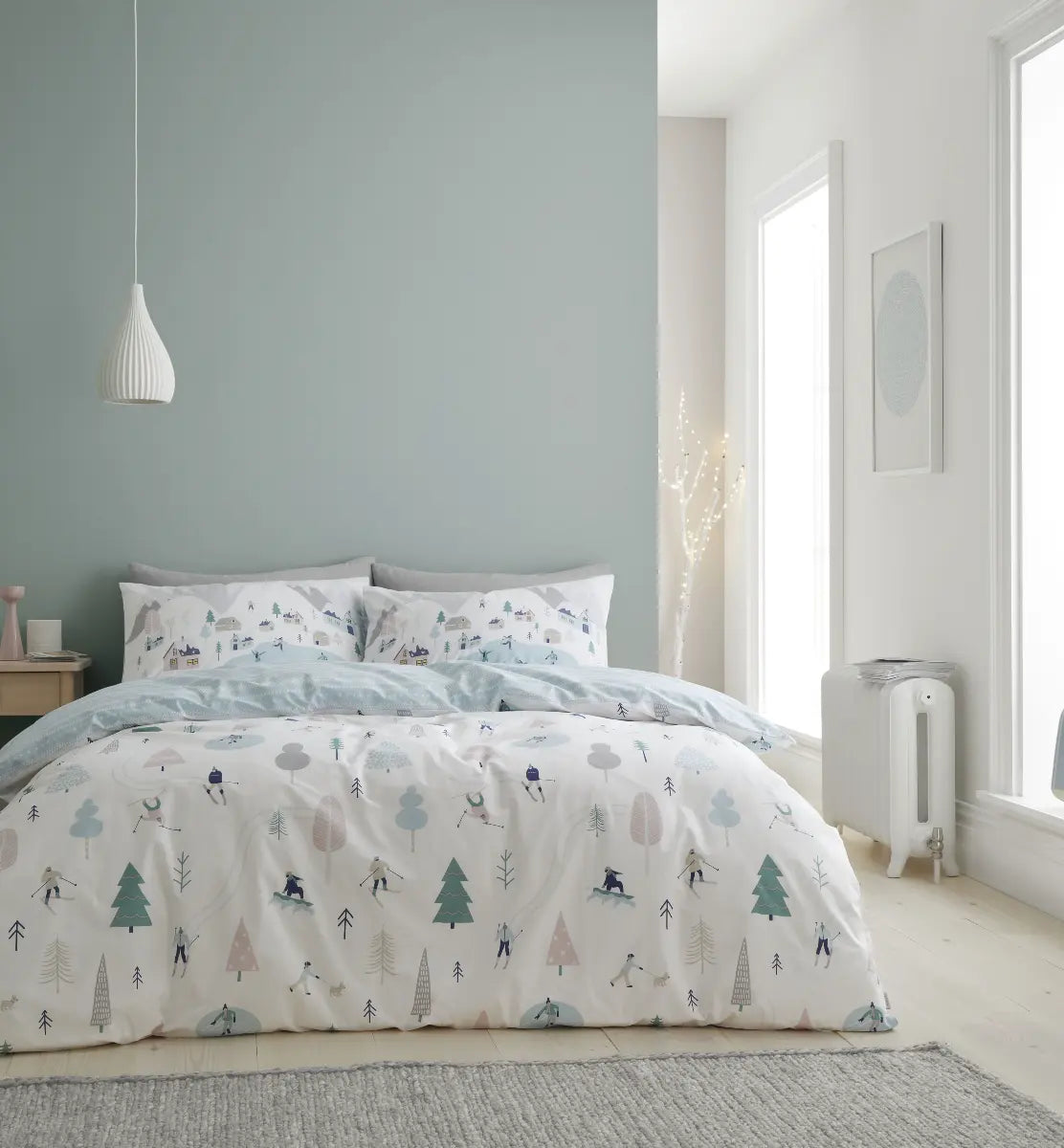 Winter Scene Brushed Cotton Flannelette Duvet Cover Set Blue by Bianca