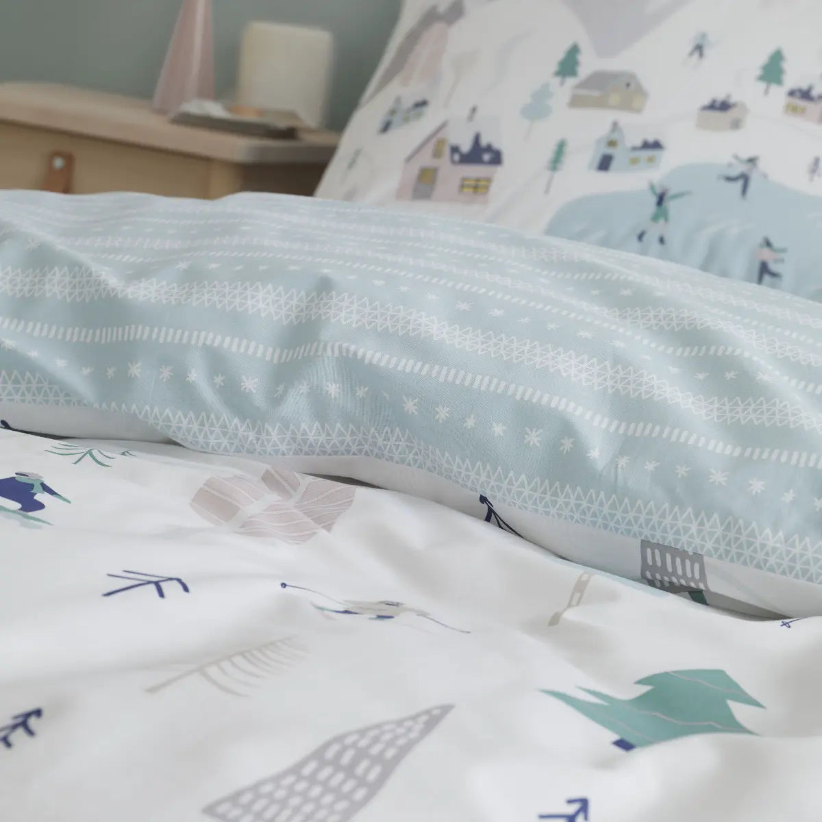 Winter Scene Brushed Cotton Flannelette Duvet Cover Set Blue by Bianca