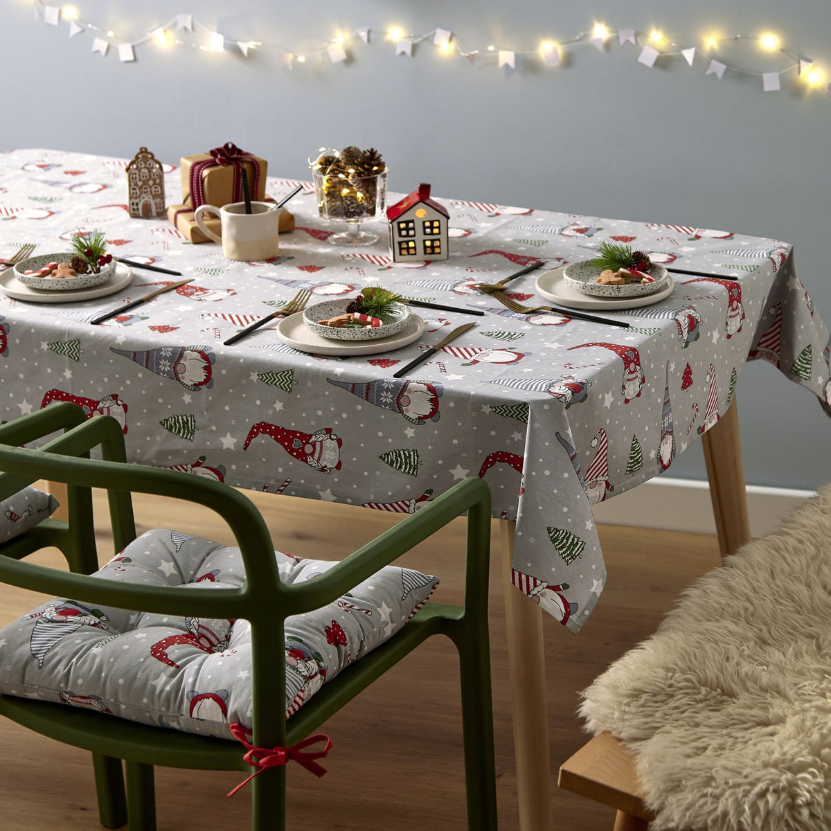 Catherine Lansfield Christmas Gnomes Festive Tablecloth - Christmas Gnomes Tablecloth