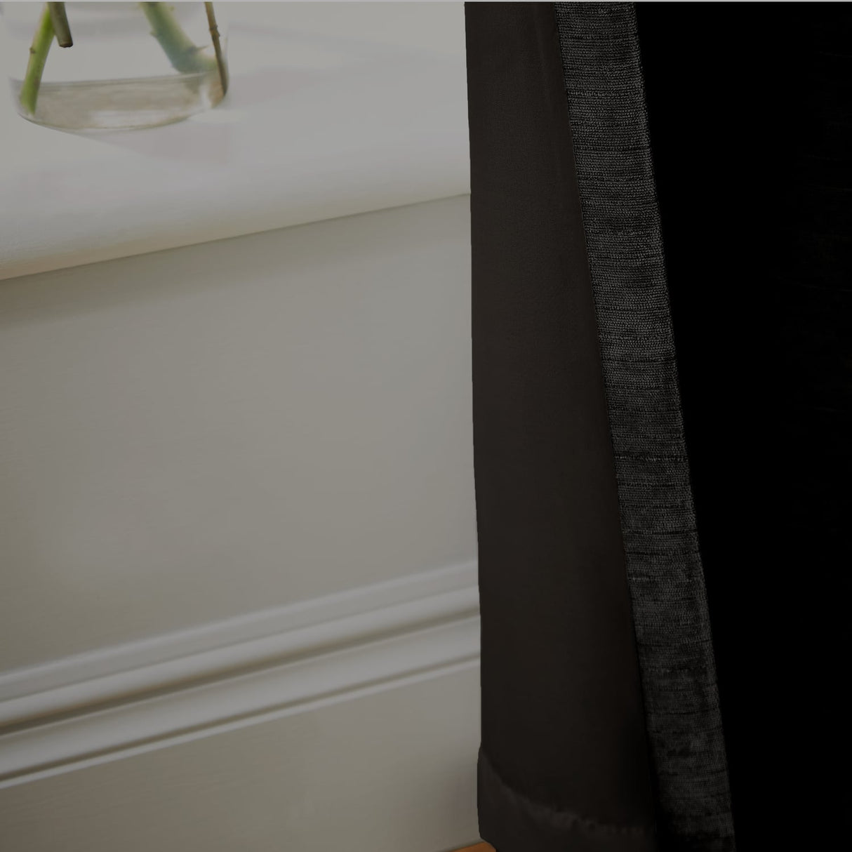 Hyperion Selene Thermal Weighted Eyelet Curtains - Black Jacquard Textured - Selene Chenille Curtain Black