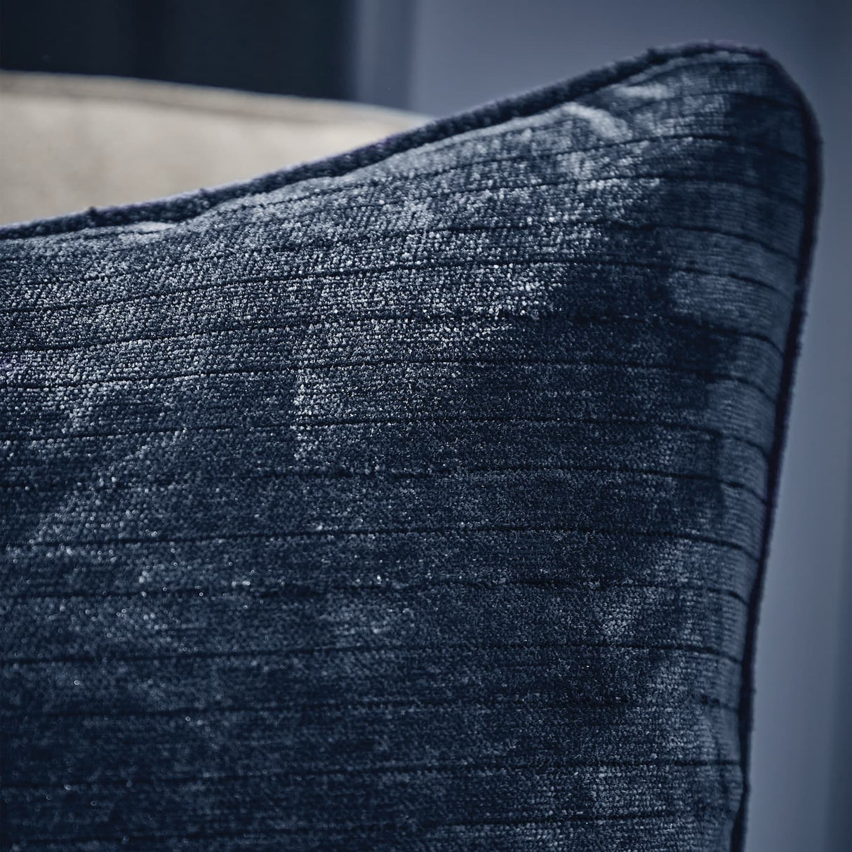 Selene Cushion Cover or Feather Filled Cushion 55cm x 55cm - Selene Luxury Chenille Cushion Deep Navy