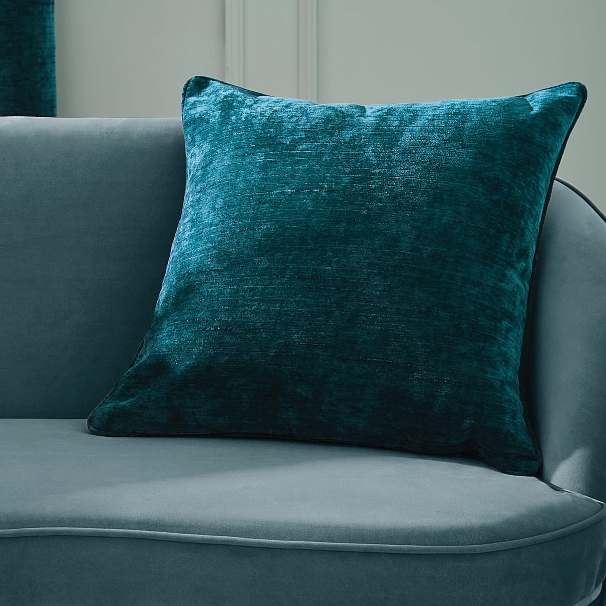 Selene Cushion Cover or Feather Filled Cushion 55cm x 55cm - Selene Luxury Chenille Cushion Rich Teal