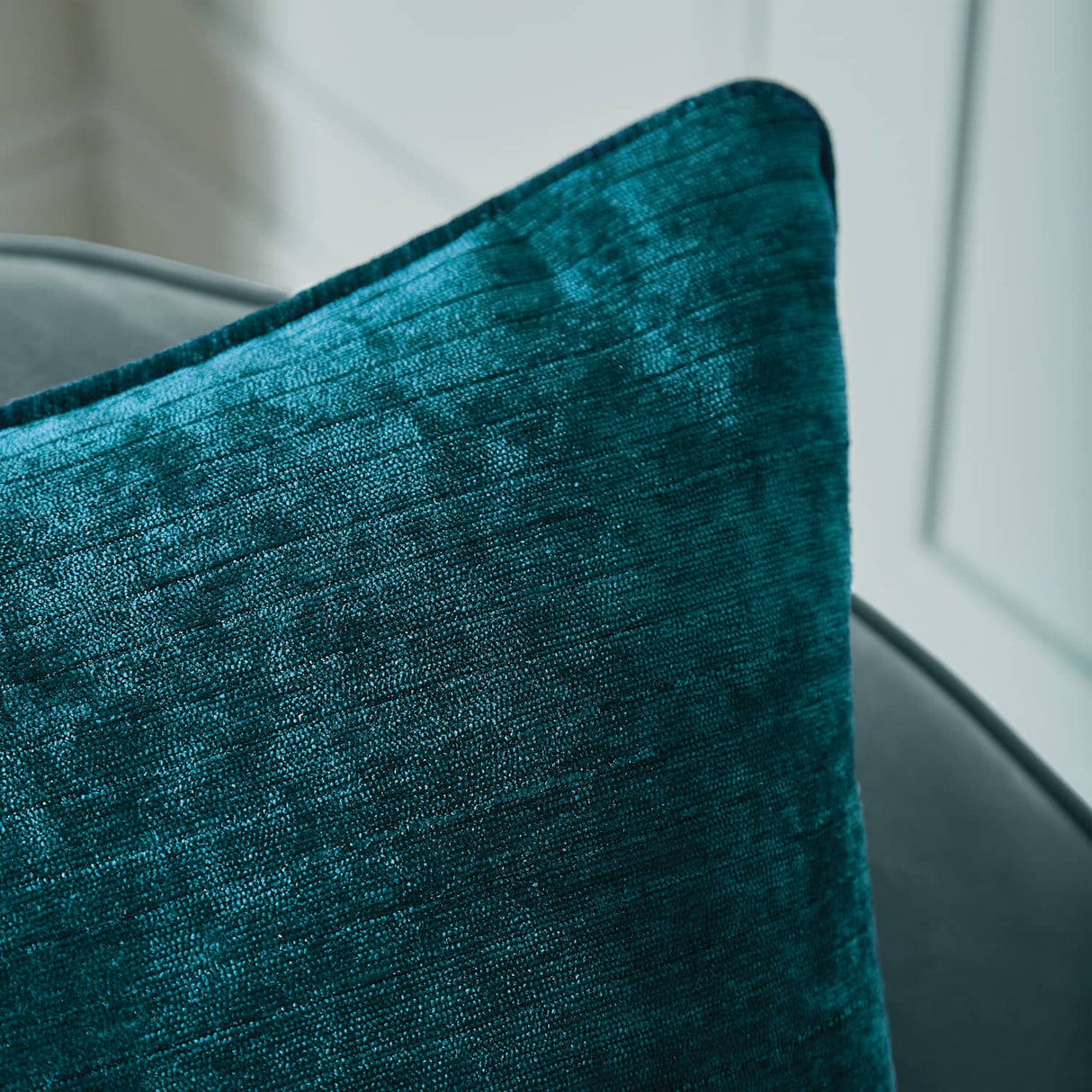 Selene Cushion Cover or Feather Filled Cushion 55cm x 55cm - Selene Luxury Chenille Cushion Rich Teal