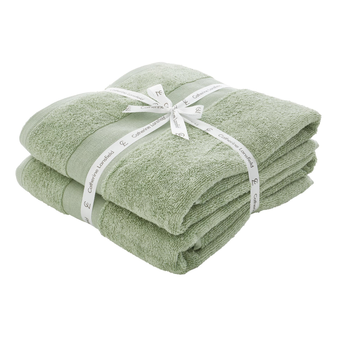 Catherine Lansfield Anti-Bacterial 500gsm 2 Piece Sage 100% Cotton Bath Sheet Towel Bale
