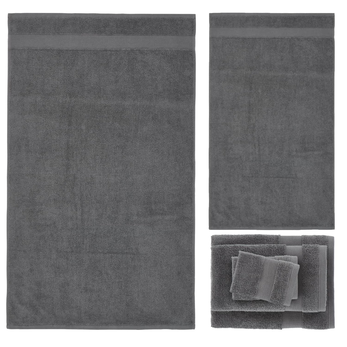 Catherine Lansfield Anti-Bacterial 500gsm 6 Piece Towel Bale - Charcoal - Antibacterial Towel Bale Charcoal