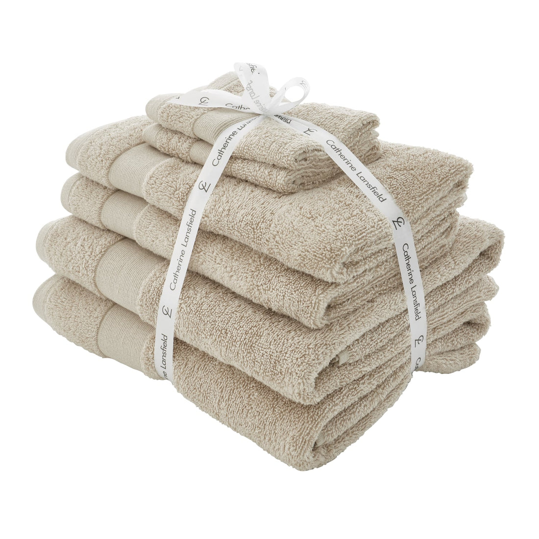 Catherine Lansfield Anti-Bacterial 500gsm 6 Piece Natural 100% Cotton Towel Bale