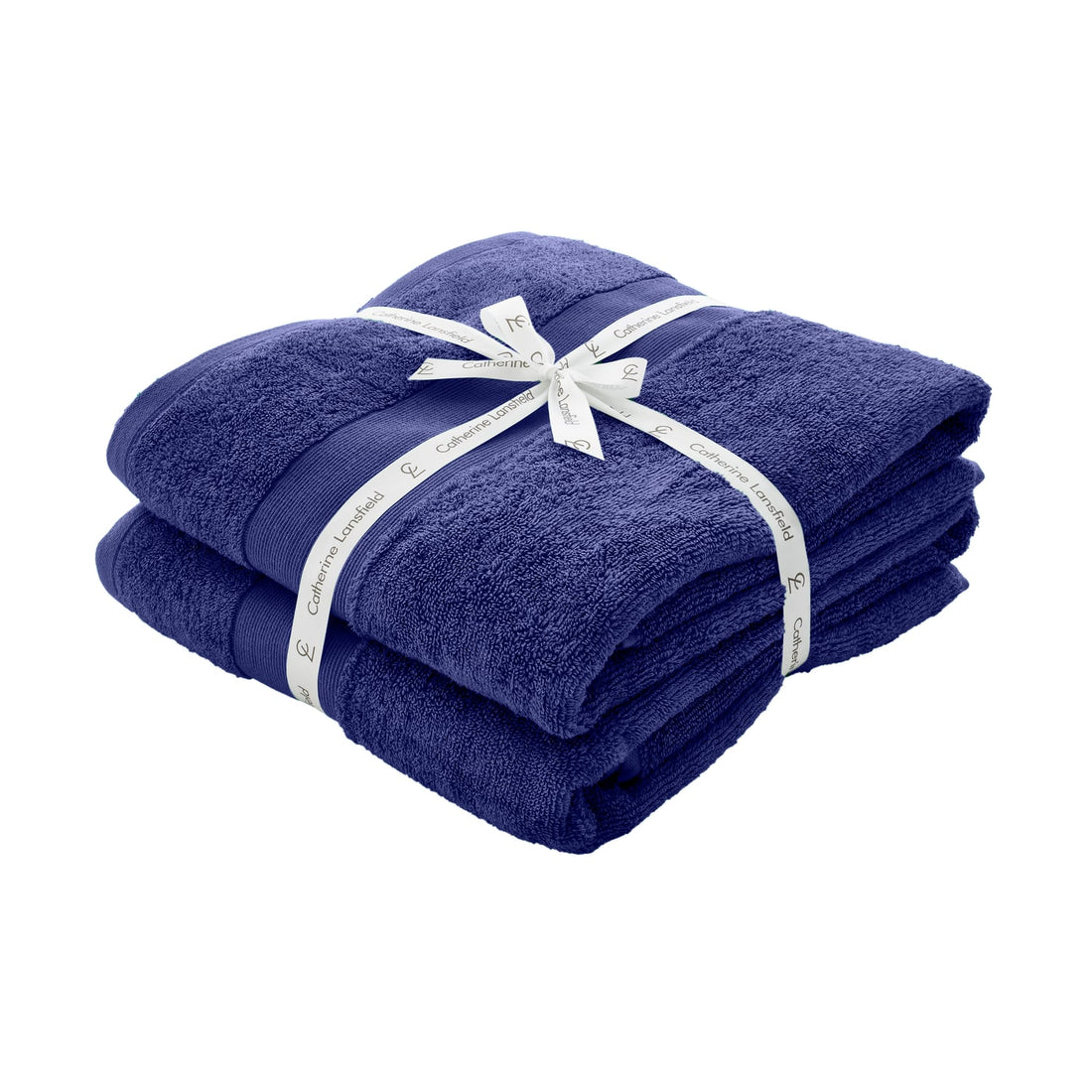 Catherine Lansfield Anti-Bacterial 500gsm 2 Piece Navy 100% Cotton Bath Sheet Towel Bale