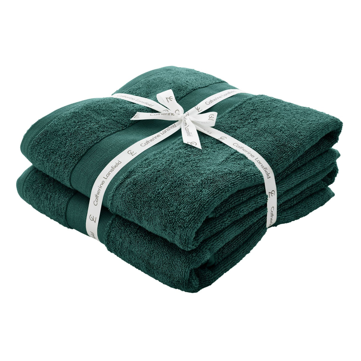 Catherine Lansfield Anti-Bacterial 500gsm 2 Piece Forest Green 100% Cotton Bath Sheet Towel Bale