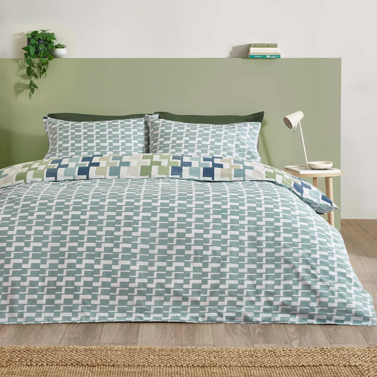 Catherine Lansfield Bryson Geo Reversible Duvet Cover Set with Pillowcase