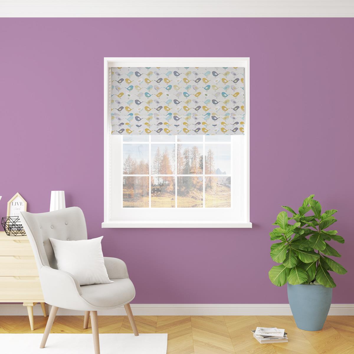 Birds Ochre Made To Measure Roman Blind by Style Furnishings