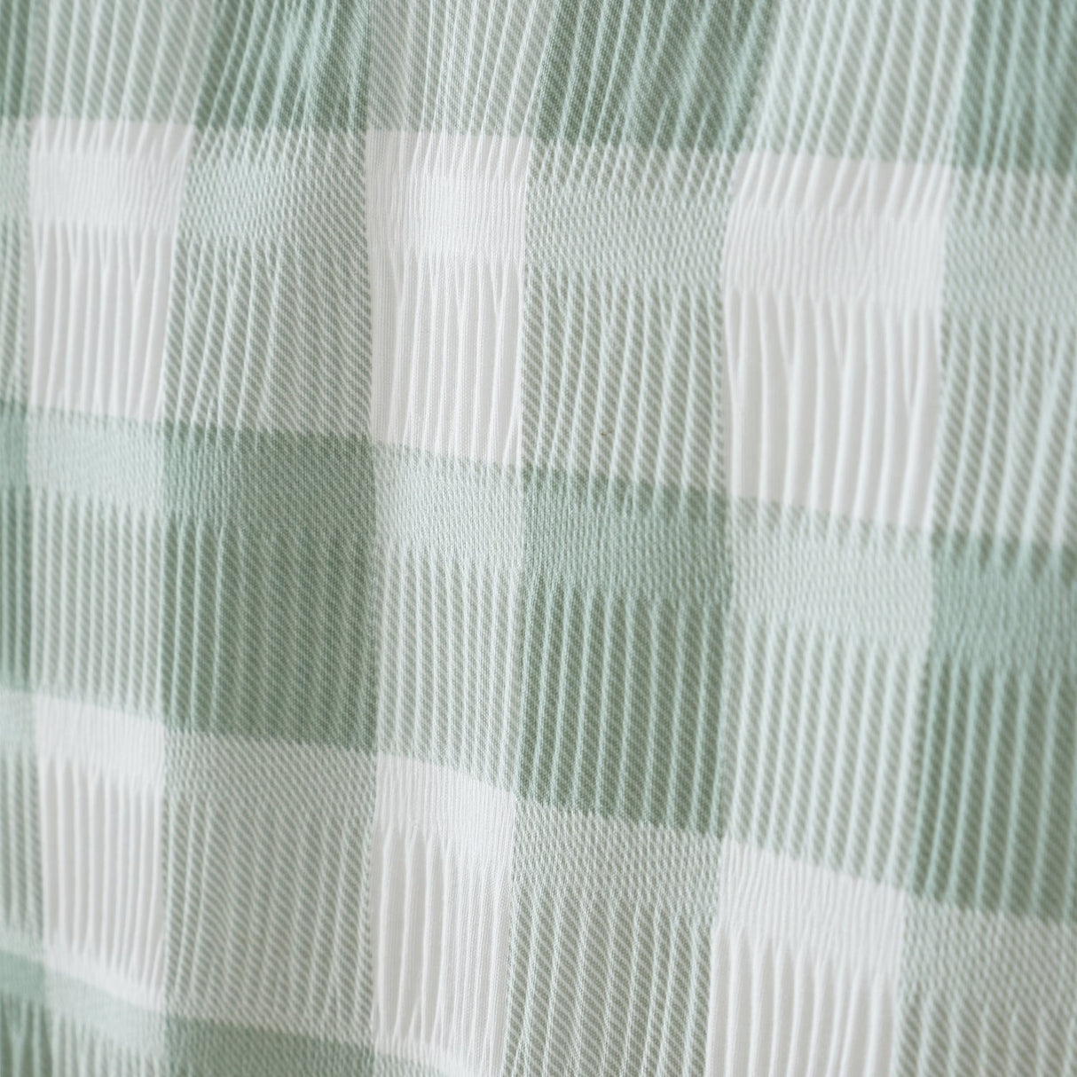 Catherine Lansfield Seersucker Gingham Check Duvet Cover Set - Seersucker Gingham Check Duvet Set Green