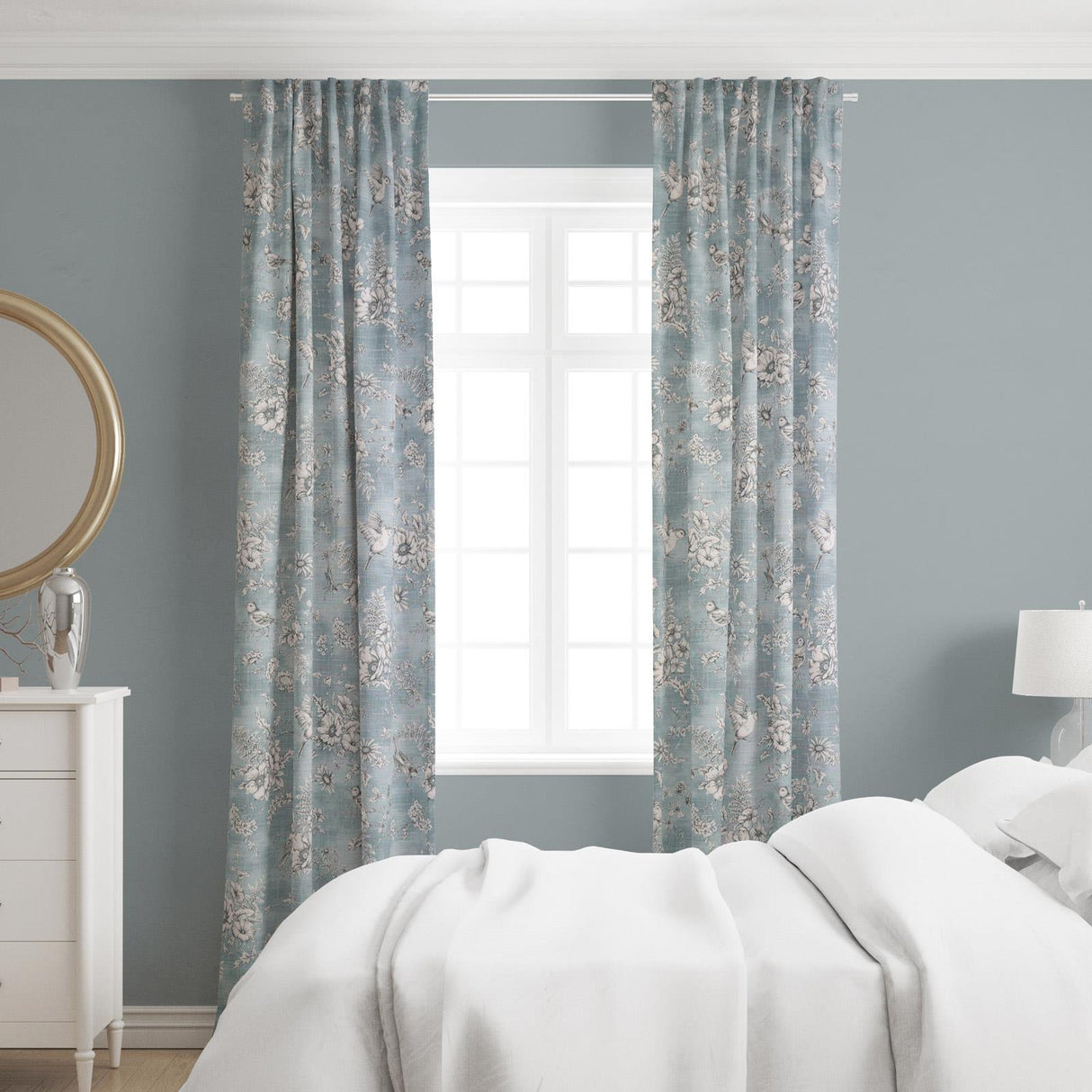 Finch Toile Delft Made To Measure Curtains by Style Furnishings