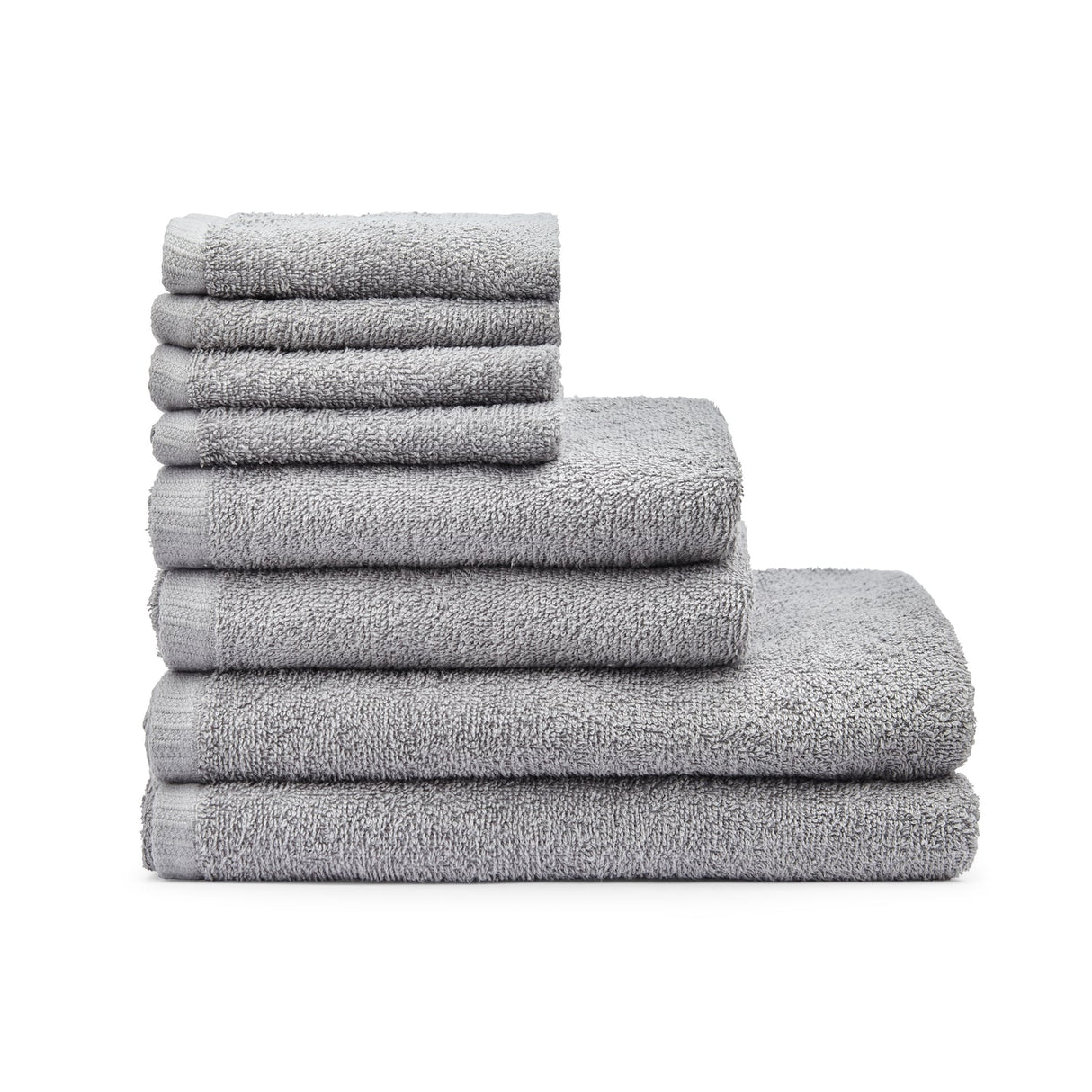 Catherine Lansfield Quick Dry Cotton 8 Piece Towel Bale - Grey - Quick Dry 8 Piece Bale Grey