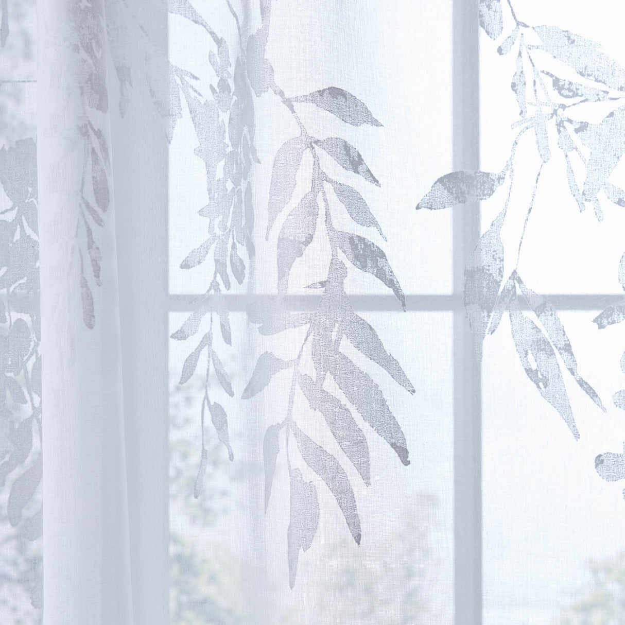 Catherine Lansfield Wisteria Floral Voile Curtain Panel - Wisteria Floral Voile