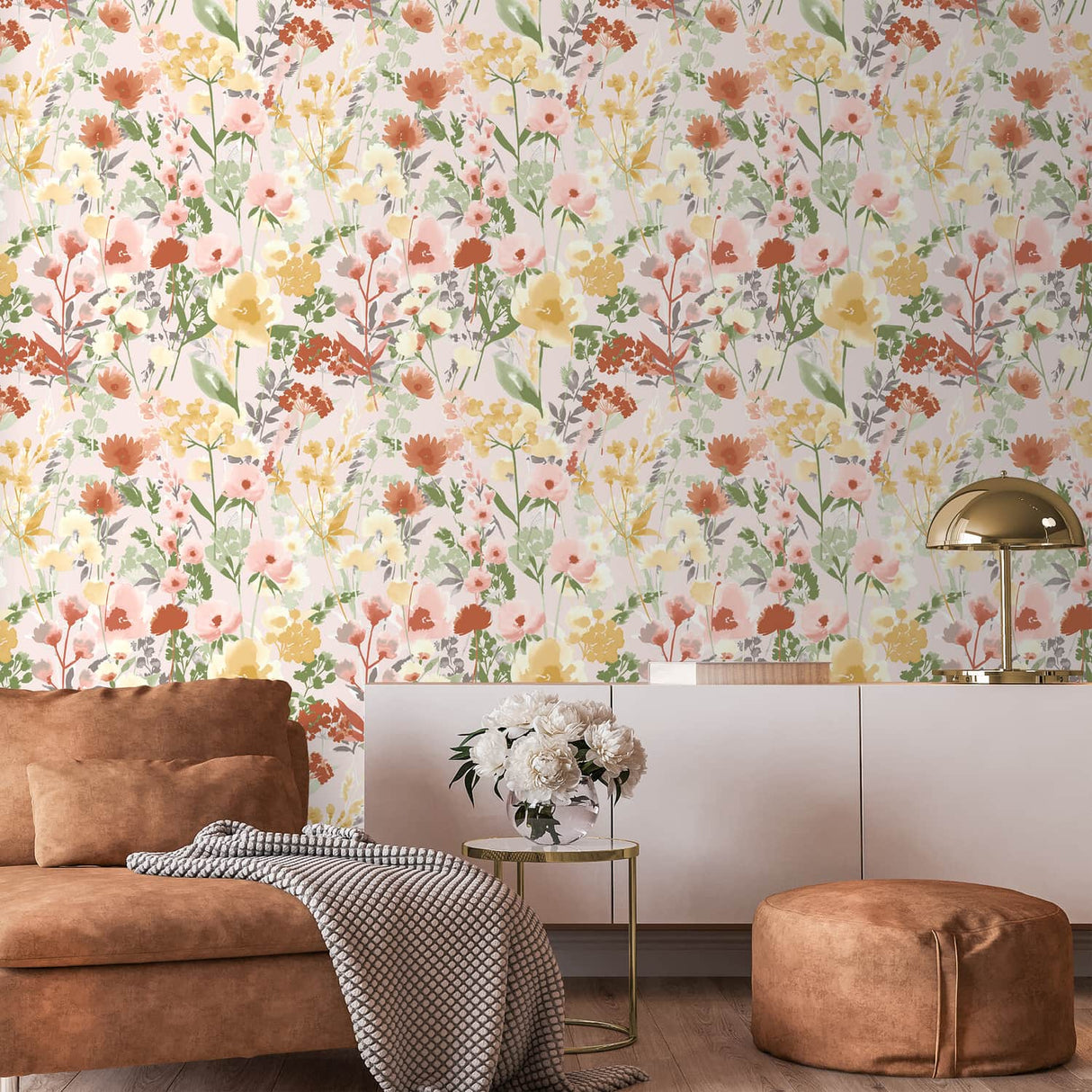 Catherine Lansfield Countryside Floral Blue Wallpaper - Countryside Floral Pink Wallpaper