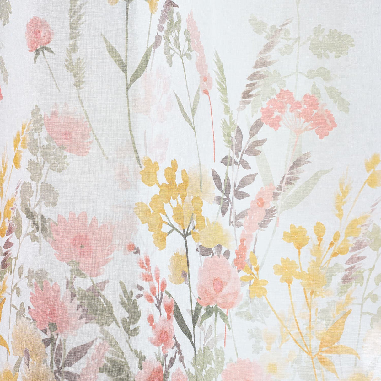 Catherine Lansfield Countryside Floral Slot Top Voile Curtain Panel - White - Countryside Floral Voile