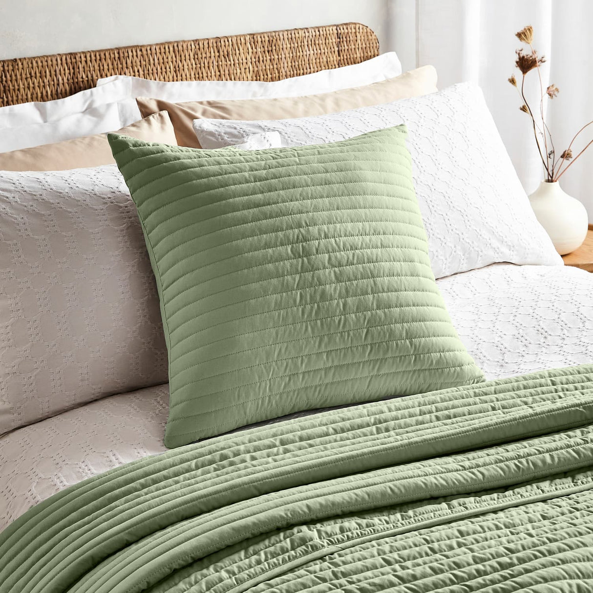 Bianca Quilted Lines Filled Cushion 55cm x 55cm - Quilted Lines Cushion