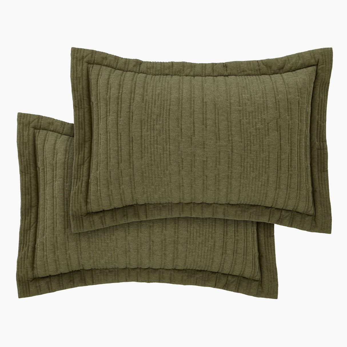 Pineapple Elephant Tamba Jersey Stripe Pillowcases - Tamba Jersey Stripe Oxf Pillowcase Pair Olive