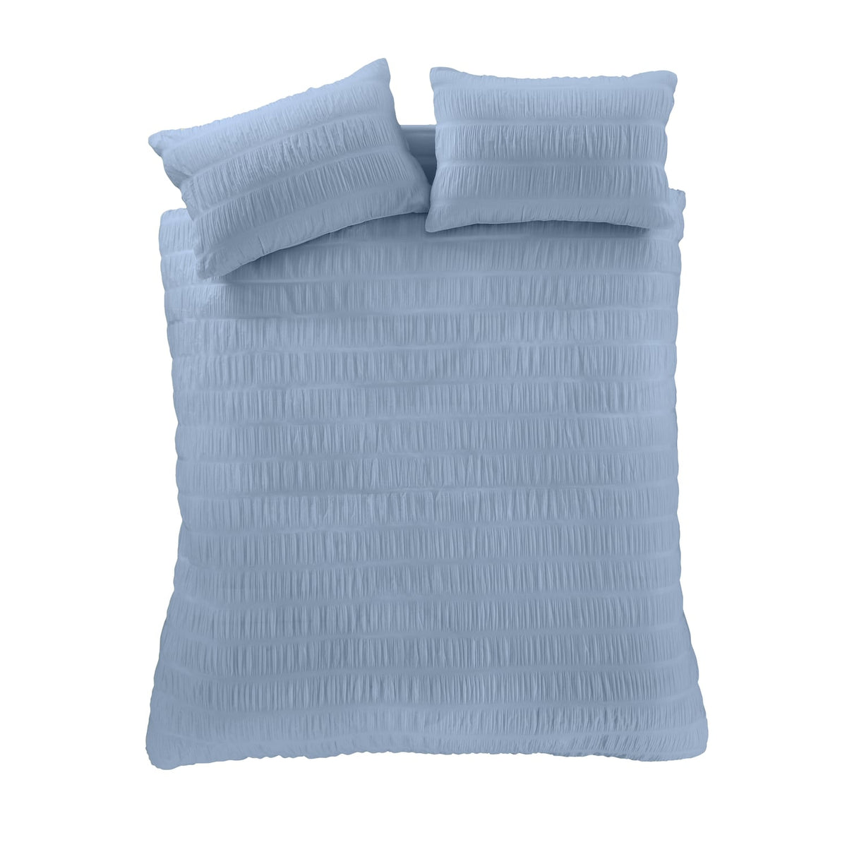 Catherine Lansfield Seersucker Duvet Cover Set - Lansfield Blue - Seersucker Duvet Set Blue
