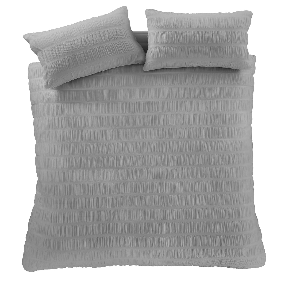 Bianca Fine Linens Seersucker Woven Stripe Grey 100% Cotton Duvet Cover Bedding Set