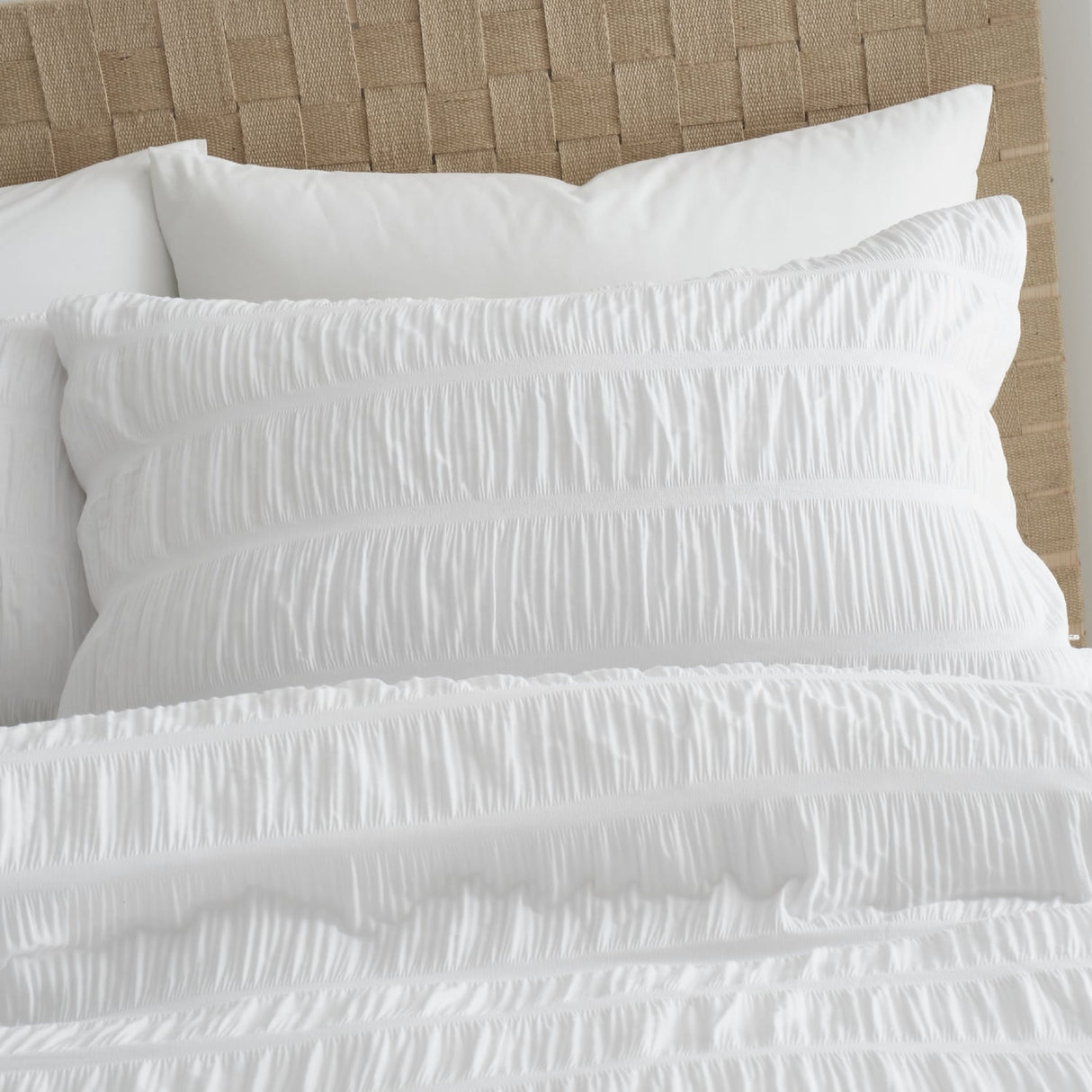 Catherine Lansfield Seersucker Duvet Cover Set - Seersucker Duvet Set White