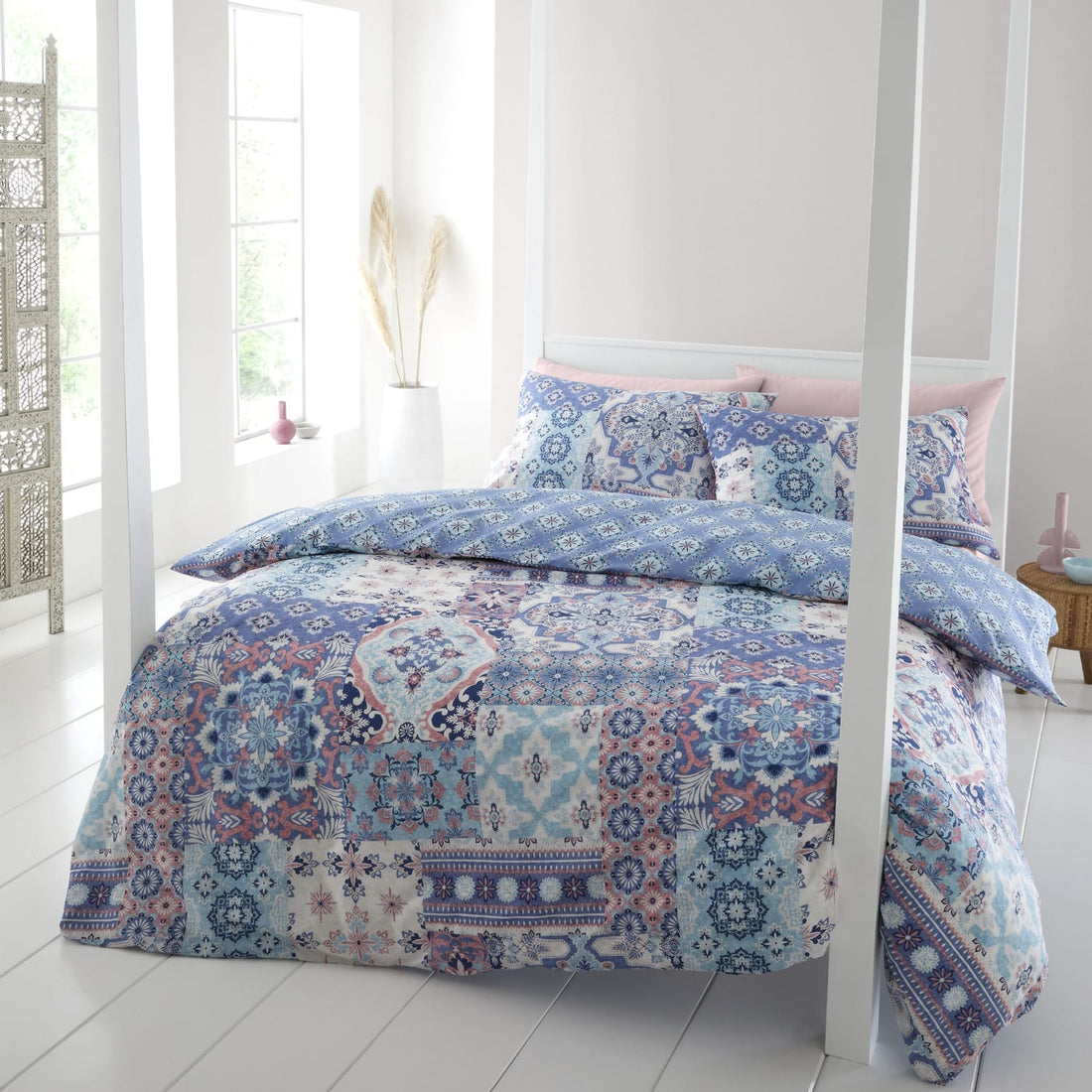Catherine Lansfield Boho Patchwork Beige Duvet Cover Set
