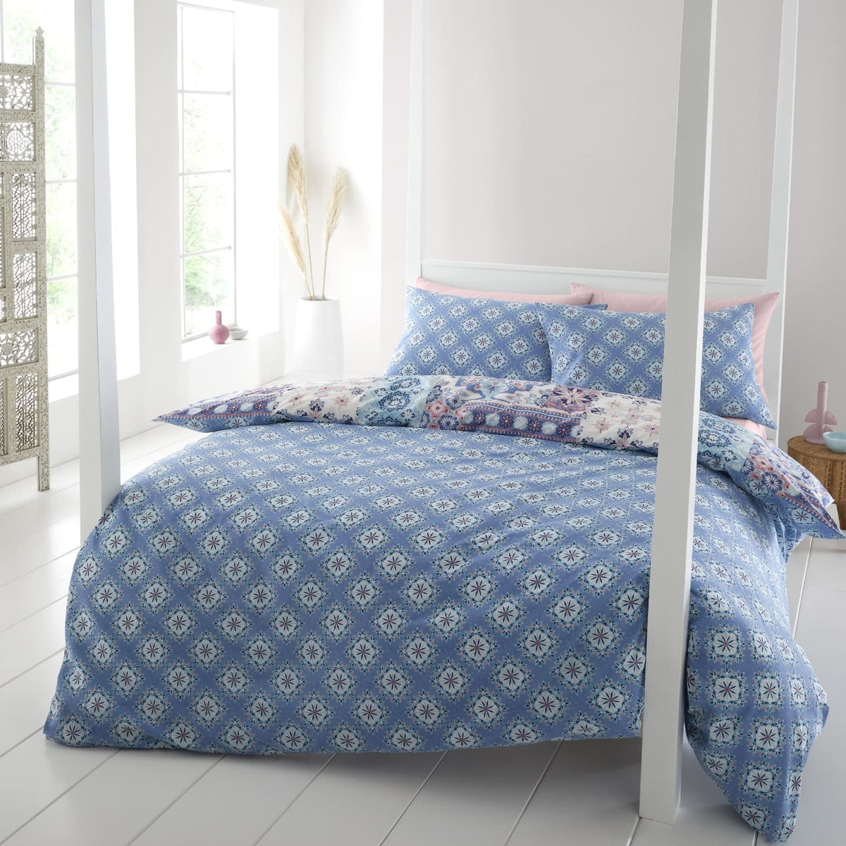 Catherine Lansfield Boho Patchwork Beige Duvet Cover Set - Boho Patchwork Duvet Set