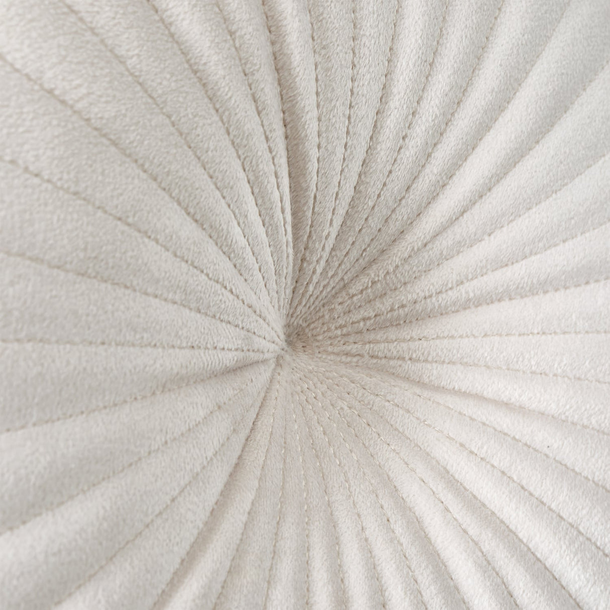 Catherine Lansfield Pleated Round Button Filled Cushion - Natural - Round Cushion Natural