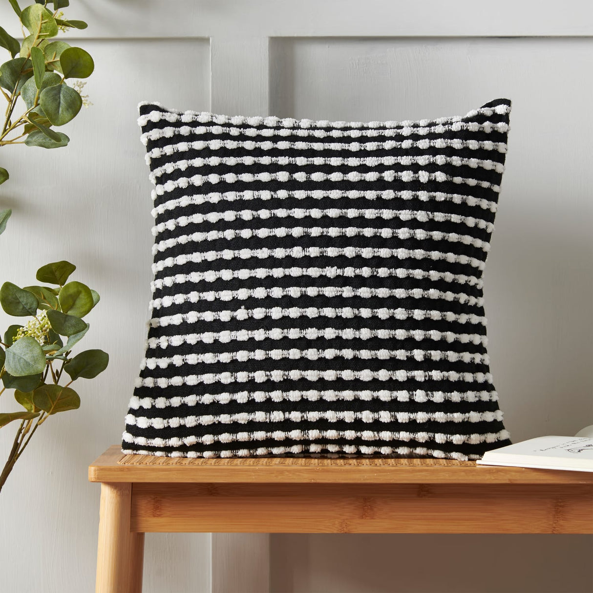Catherine Lansfield Stab Stitch Filled Cushion 43cm x 43cm - Black