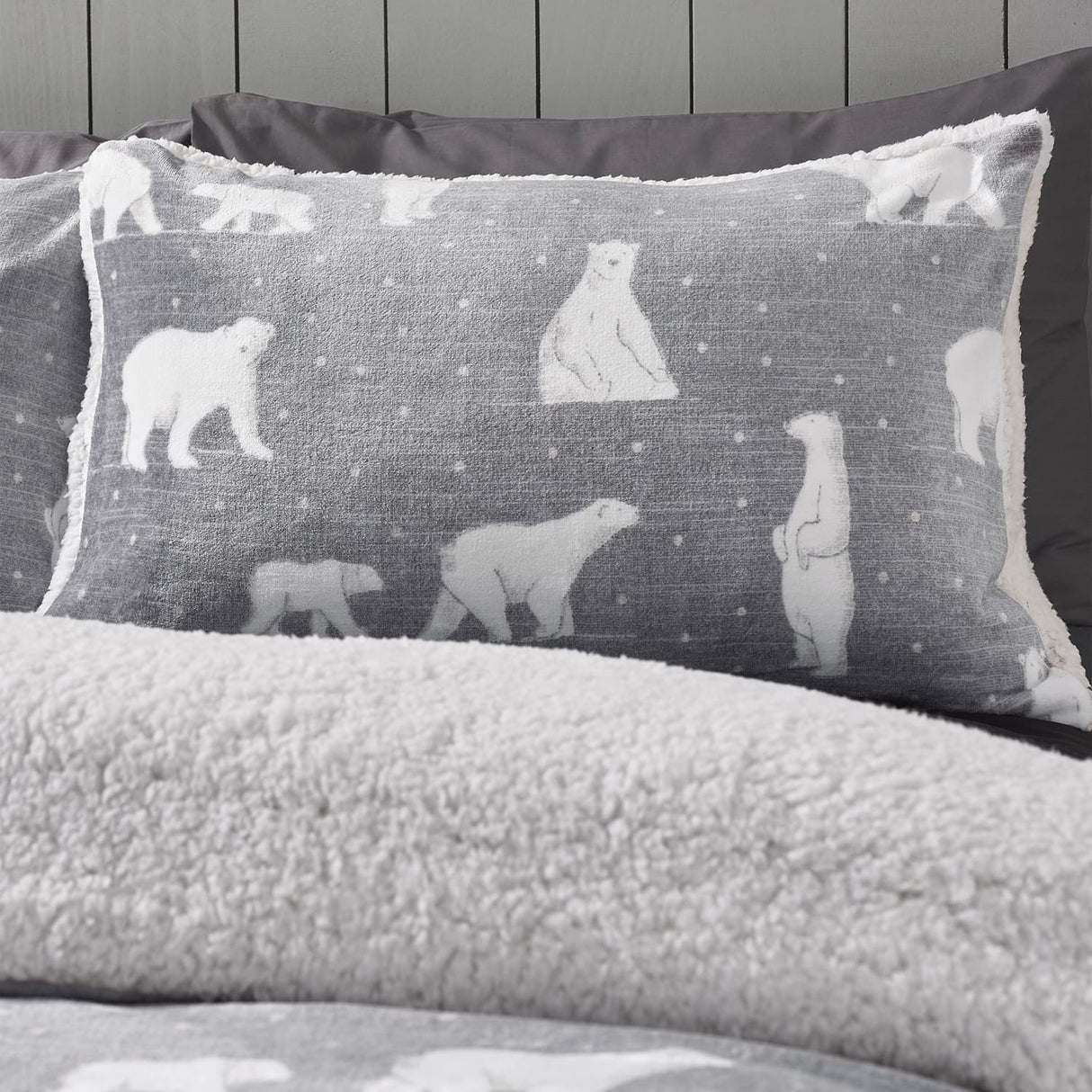 Catherine Lansfield Cosy Polar Bear Duvet Cover Set - Grey - Cosy Polar Bear Duvet Set