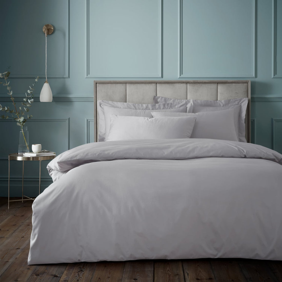Bianca Fine Linens 180 Thread Count Egyptian Silver Grey 100% Cotton Duvet Cover Bedding Set