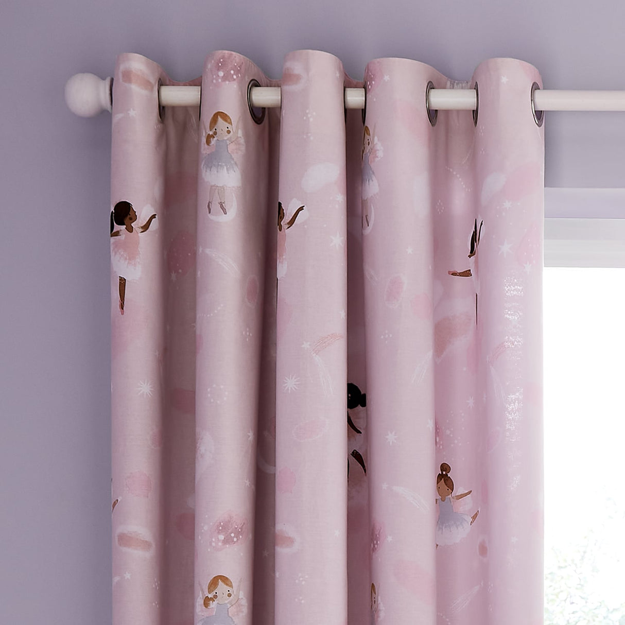 Catherine Lansfield Dancing Fairies Kids Eyelet Curtains Polycotton