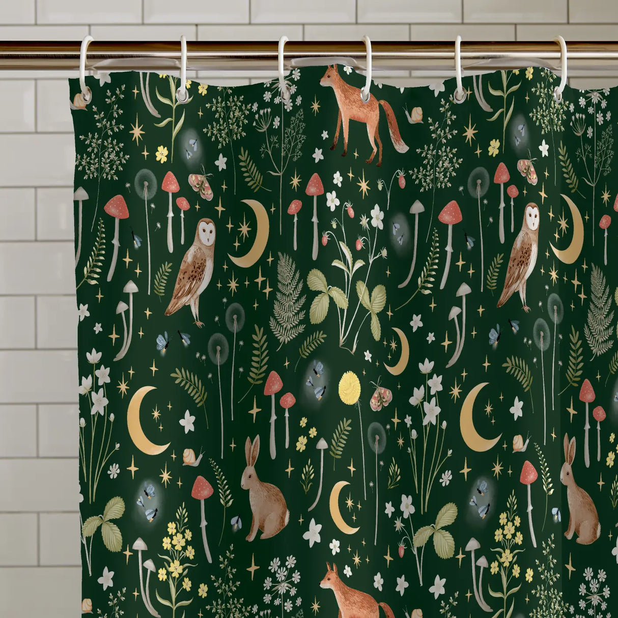 Enchanted Twilight Animals Shower Curtain by Catherine Lansfield