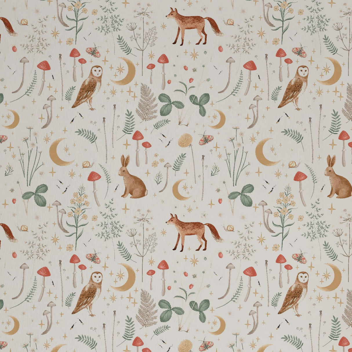 Catherine Lansfield Enchanted Twilight Animals Natural Wallpaper - Enchanted Twilight Natural Wallpaper