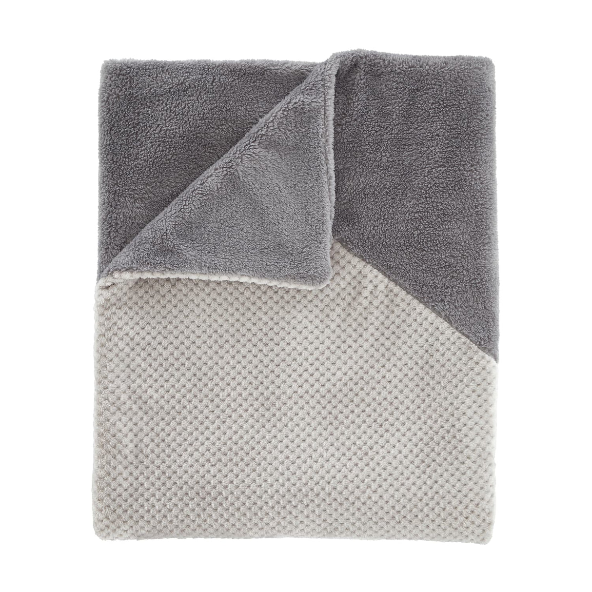 Catherine Lansfield Larsson Geo Cosy Throw 130cm x 170cm - Cosy Larsson Geo Fleece Throw Grey (1)