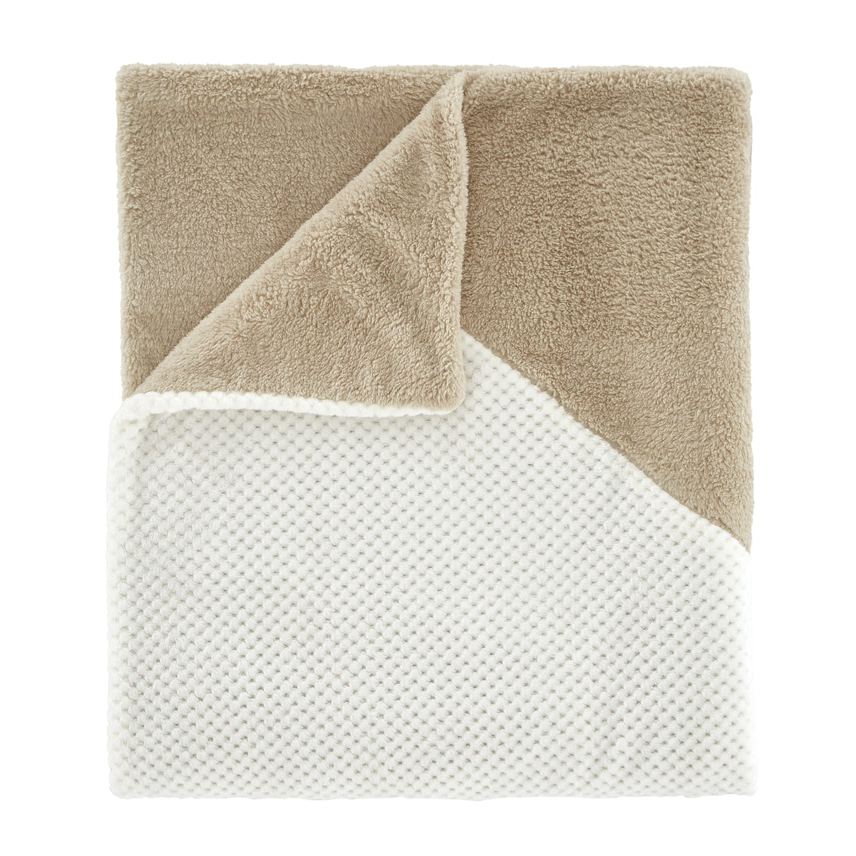 Catherine Lansfield Larsson Geo Cosy Throw 130cm x 170cm - Cosy Larsson Geo Fleece Throw Natural