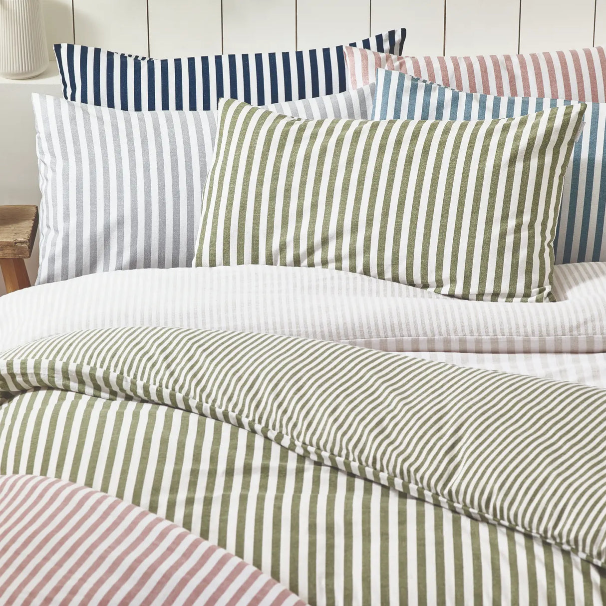 Catherine Lansfield Brushed Stripe Brushed Cotton Flannelette Duvet Cover - Navy Blue image 10