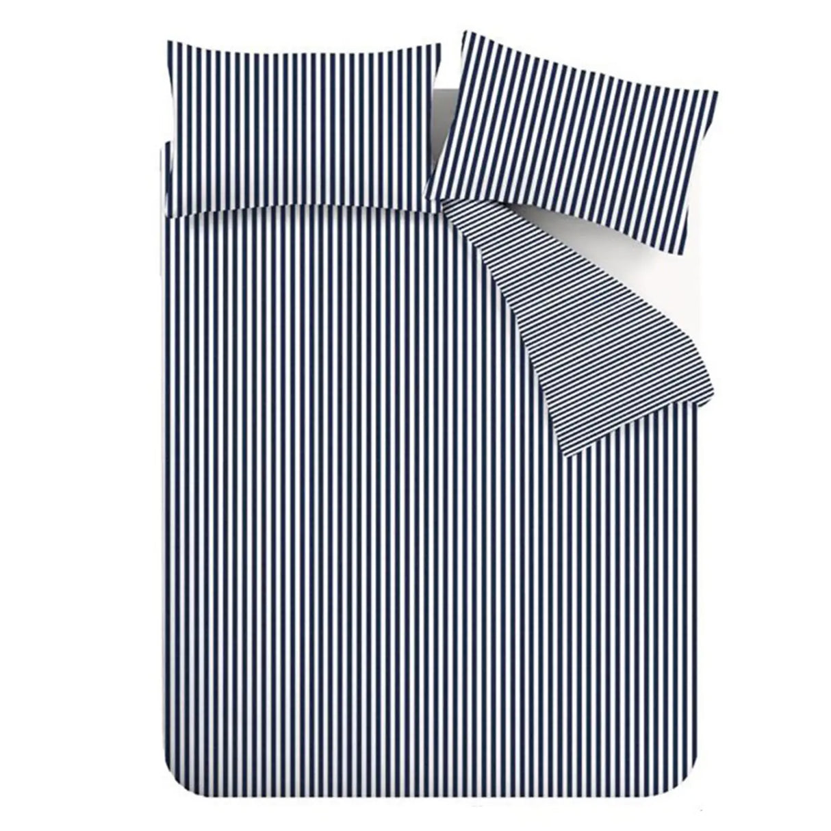 Catherine Lansfield Brushed Stripe Brushed Cotton Flannelette Duvet Cover - Navy Blue image 5