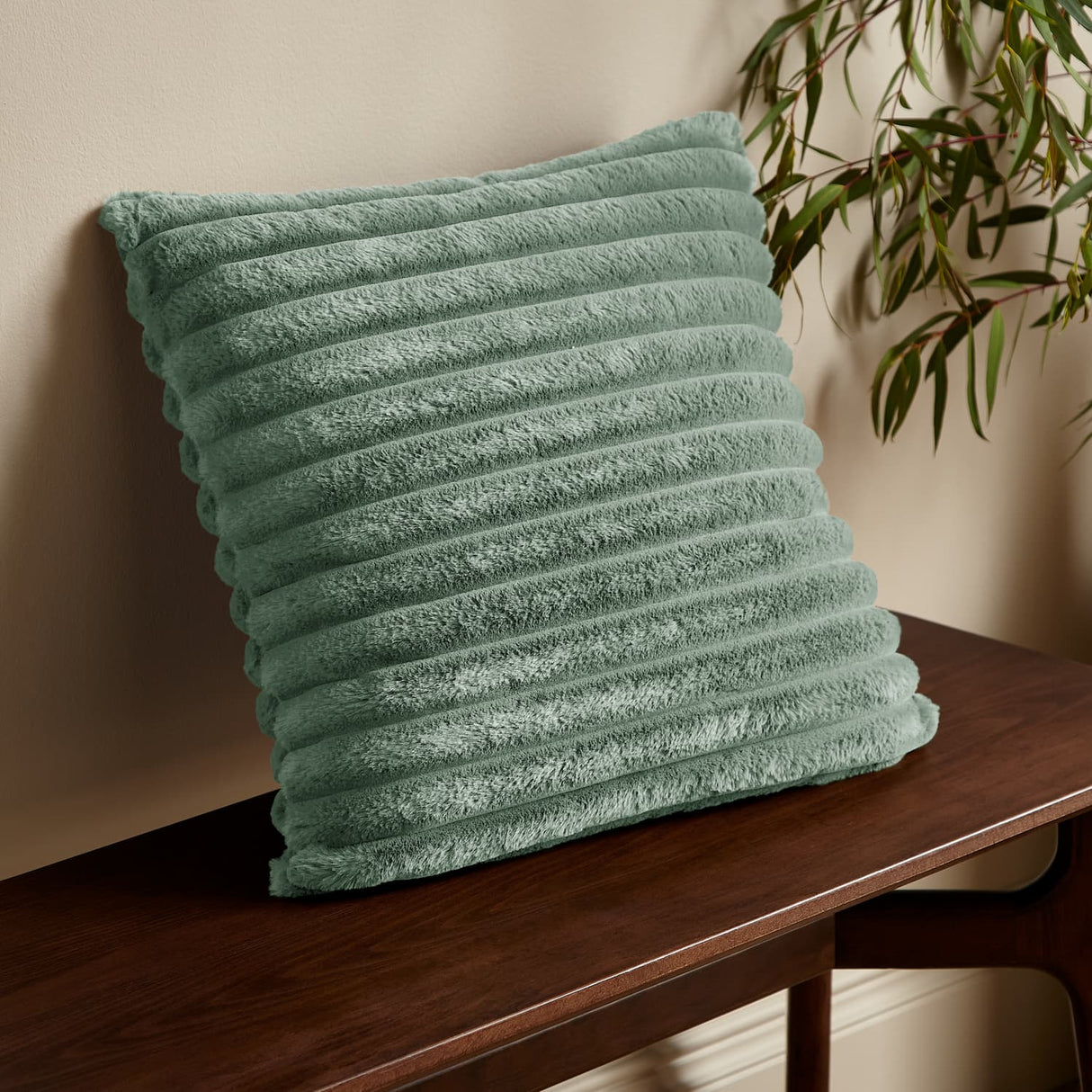 Catherine Lansfield Cosy Ribbed Filled Cushion 45cm x 45cm - Green