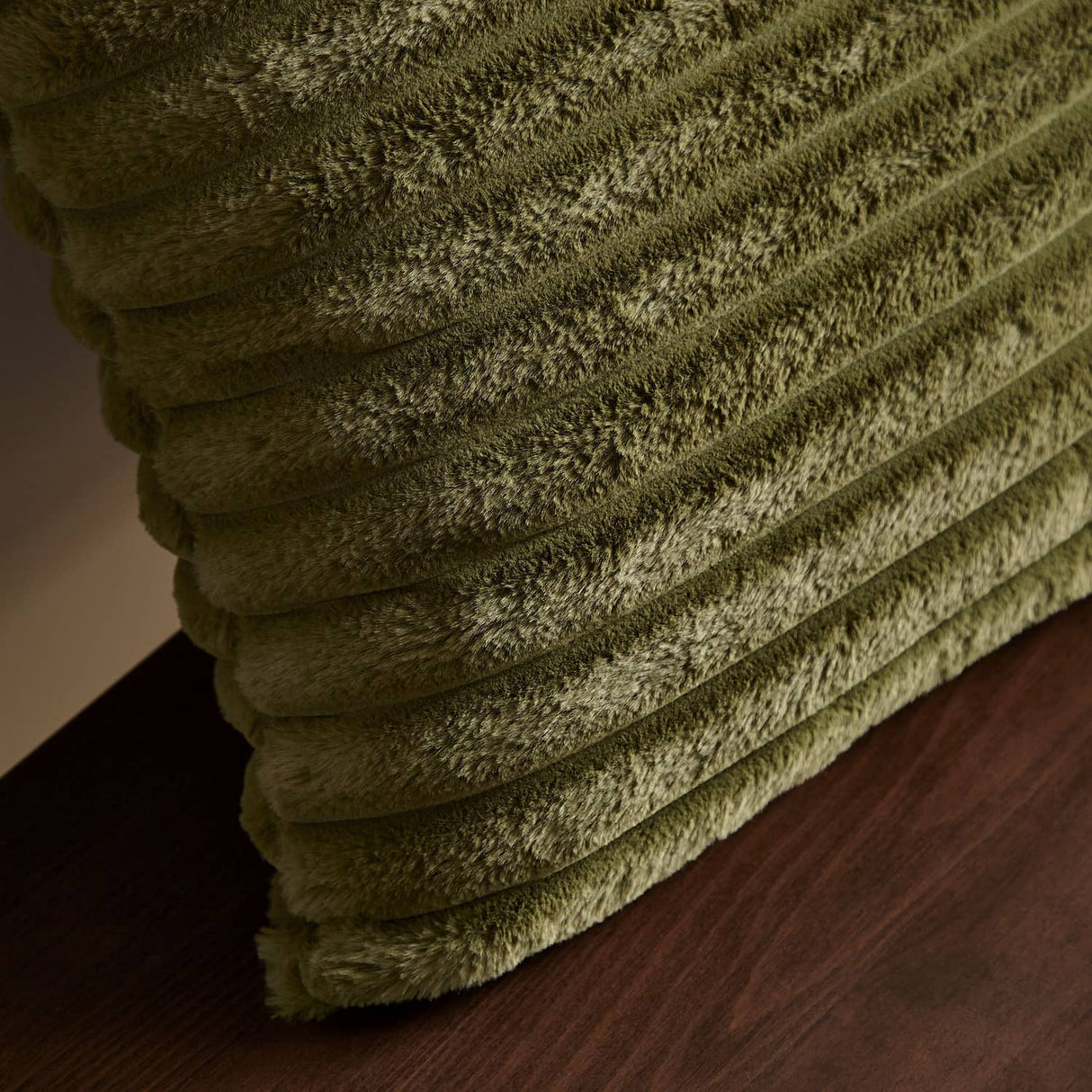Catherine Lansfield Cosy Ribbed Filled Cushion 45cm x 45cm - Green - Cosy Ribbed Cushion Olive Green